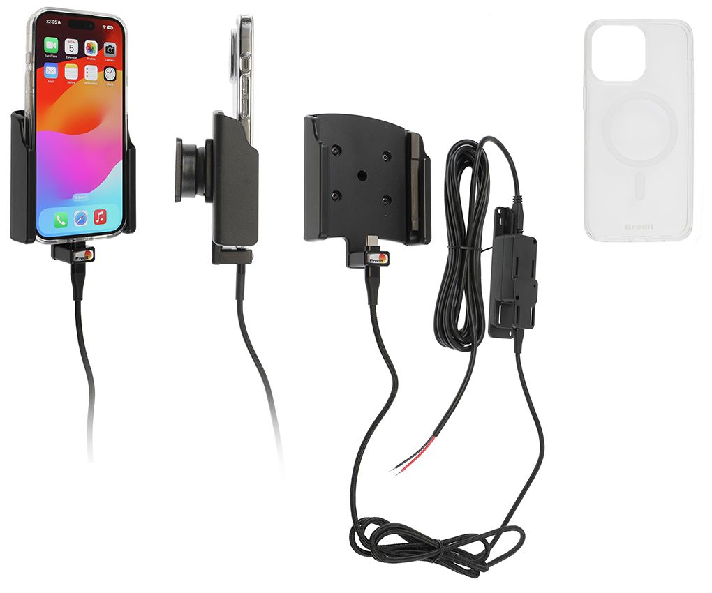 Brodit Festeinbau Halterung Apple iPhone 15 Pro + case