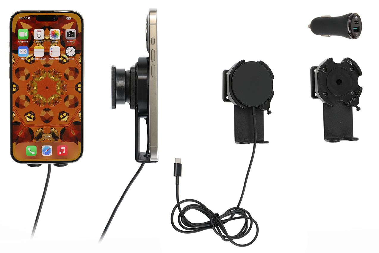 Brodit Halter mit MagSafe Charger-Schwarz iPhone 12-15